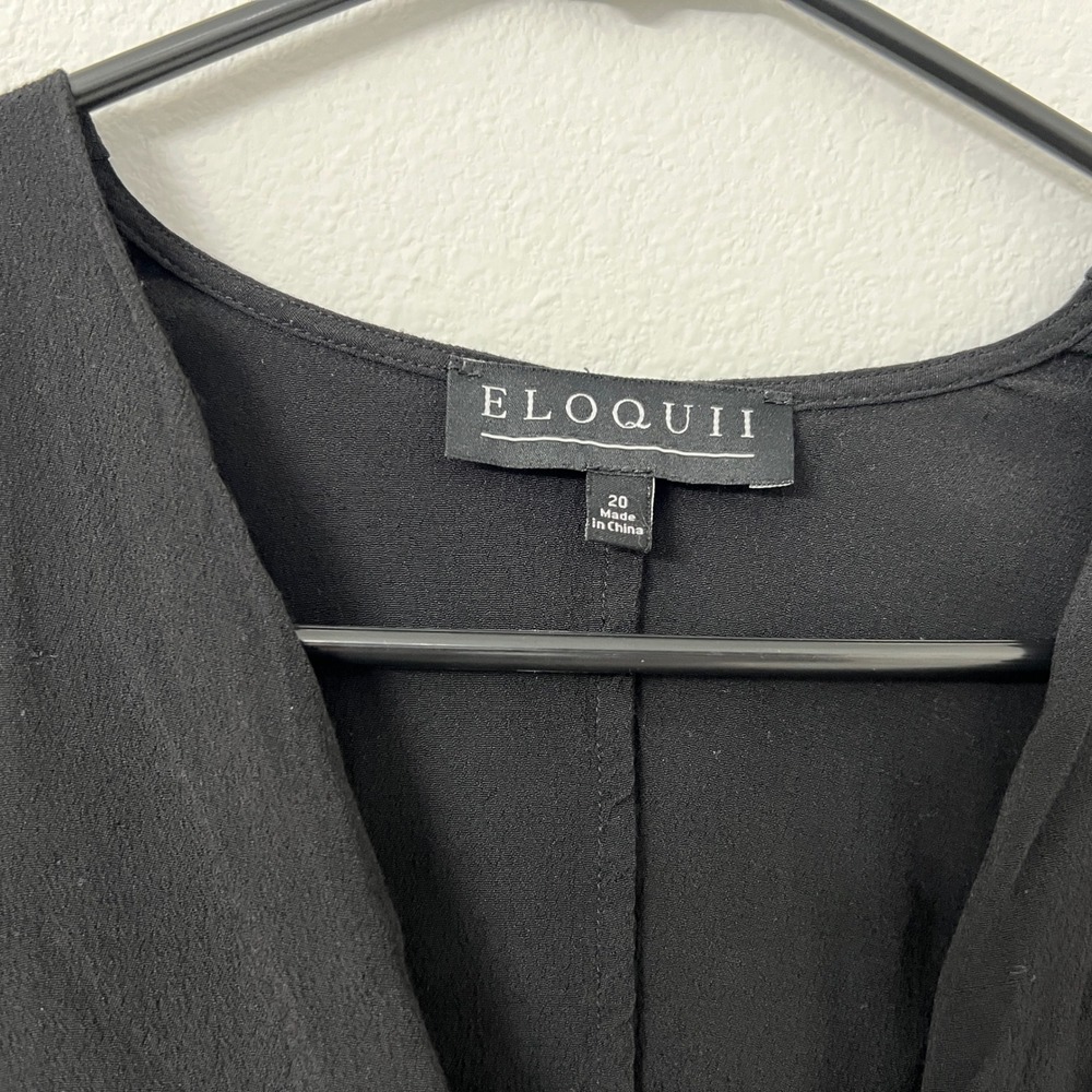 Eloquii Womens 20 Black V Neck Viscose Tunic Blouse Long Sleeve Plus Size - Picture 4 of 7